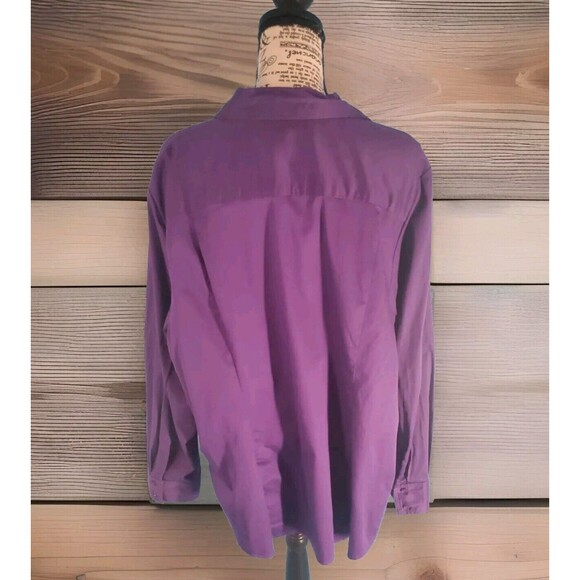 Womens Sz 24 Button Front Blouse Long Sleeve Purple Lane Bryant - Picture 3 of 11